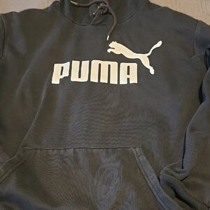 PUMA Men's Black Hoodie with White Logo